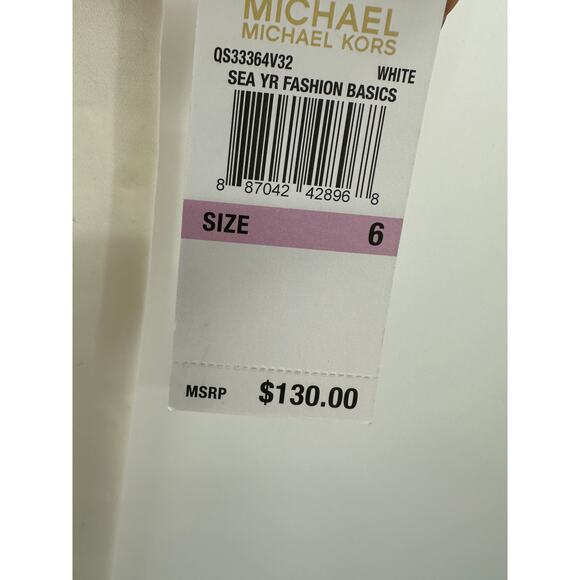 Michael Kors White Slim Fit Pants Cotton Blend Stretch Zipper Pockets Size 6 NWT - Picture 6 of 9